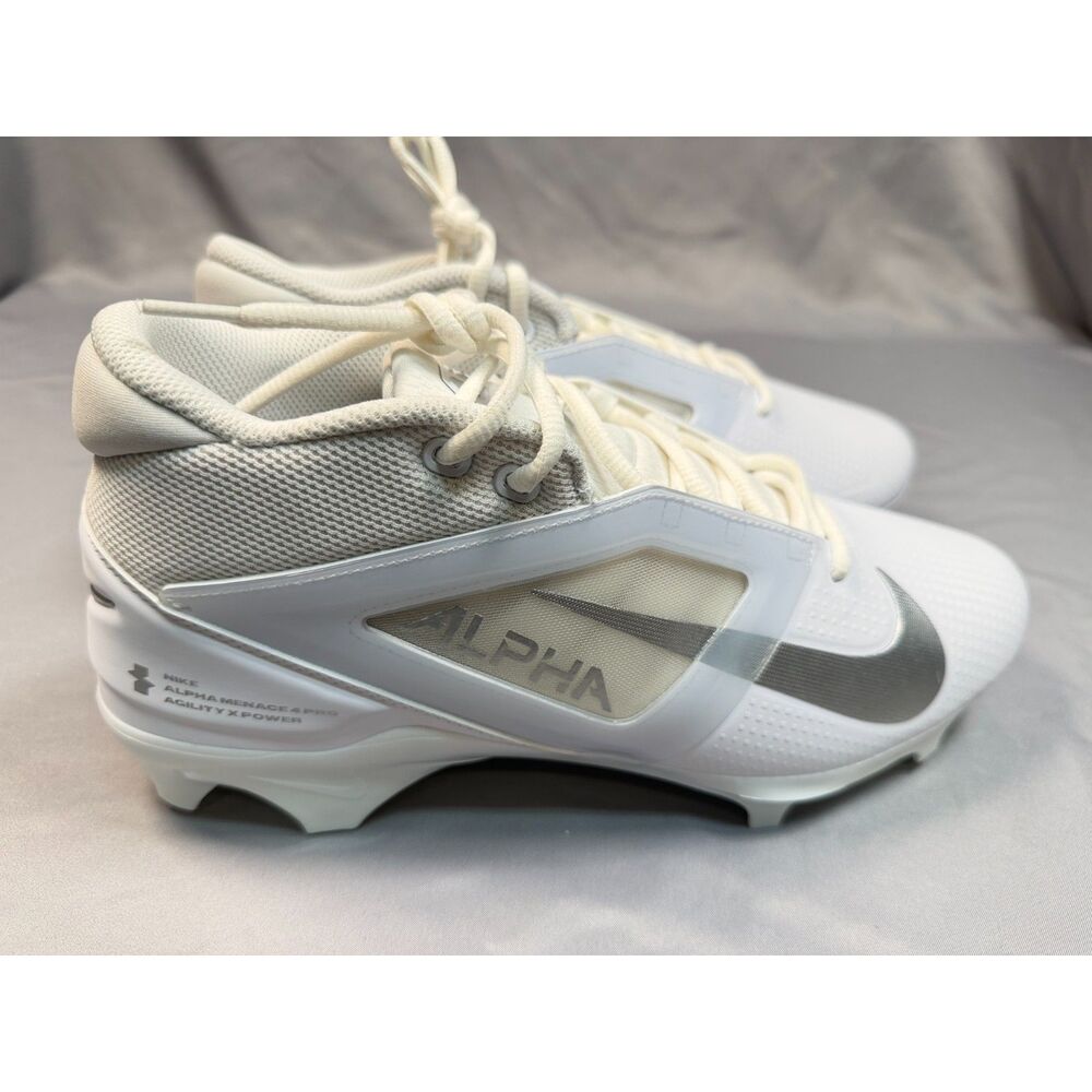 Nike Alpha Menace 4 Pro Cleats White Silver FD7037-101 NWOB Men Size 10.5